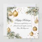 モダンな花輪 緑と金 おめでとうホリデーシーズン シーズンカード (正面)
