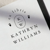 モダンな花飾り文字の単行本用ブックプレートブック ラバースタンプ