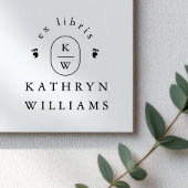 モダンな花飾り文字の単行本用プレート 本 ラバースタンプ