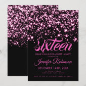 モダンな菓子16のピンクの真夜中の魅力 招待状 (正面/裏面)