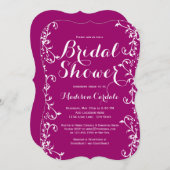 モダンな華麗さのマゼンタのブライダルシャワー招待状 招待状 (正面/裏面)
