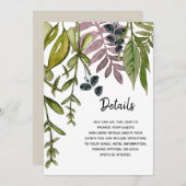 モダンな葉のディテールカード 招待状 (正面/裏面)