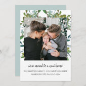 モダンな葉のボタニカル 住所変更写真カード 案内状 (正面/裏面)