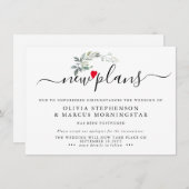 モダンな葉の延期イベント新計画 招待状 (正面/裏面)