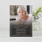 モダンな葬儀の写真コラージュ　人生の祝祭 招待状 (スタンド正面)