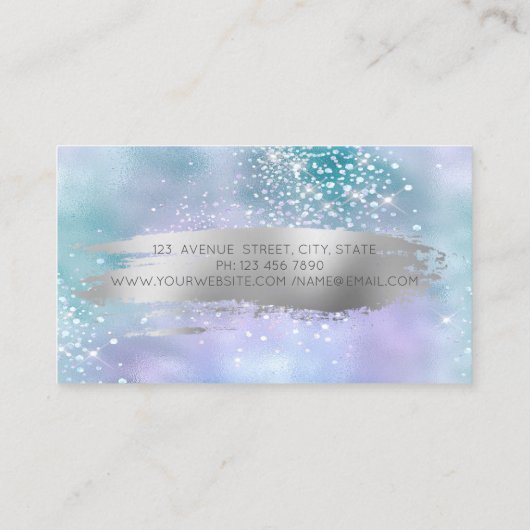 モダンな蓮の花の女性 - ブラシストロークホログラフィック 名刺 (裏面)