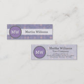 モダンな薄紫の紫色の水玉模様パターンモノグラム スキニー名刺 (正面/裏面)