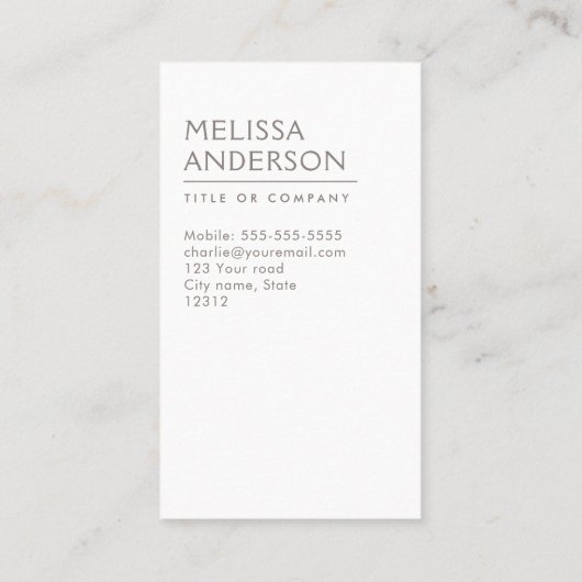 モダンな薄茶のベージュ最小主義のプロフェッショナル 名刺 (裏面)