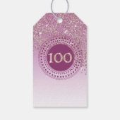 モダンな薔薇金ラメの100歳の誕生日 ギフトタグ (裏面)