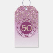 モダンな薔薇金ラメの50歳の誕生日 ギフトタグ (裏面)