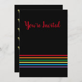 モダンな虹とブラックの招待状 招待状 (正面/裏面)