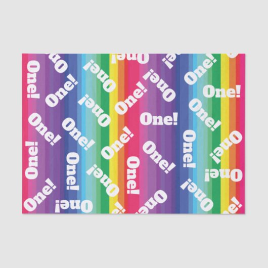 モダンな虹のカラフルの第1誕生会 薄葉紙 (正面)