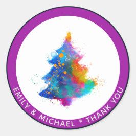 モダンな虹のクリスマスツリーカスタム ラウンドシール