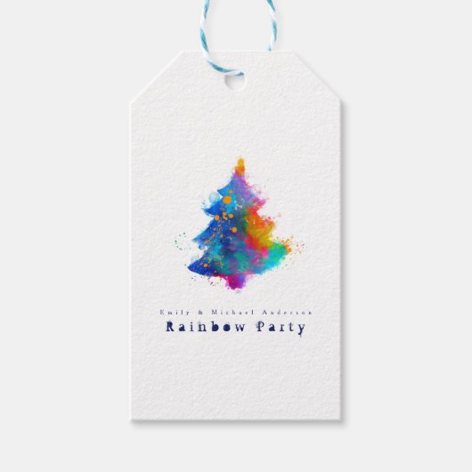 モダンな虹のクリスマスツリー - あなただけの特別なデザイン ギフトタグ (正面)
