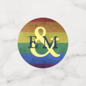 モダンな虹のクリスマスツリー カスタム モノグラム 青 コンフェッティ (スモール正面)