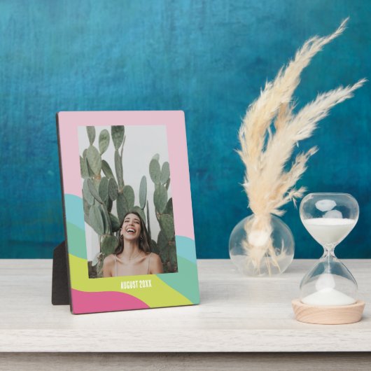 モダンな虹の抽象的なカラフルな卓上フレーム フォトプラーク (側面)