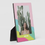 モダンな虹の抽象的なカラフルな卓上フレーム フォトプラーク (側面)