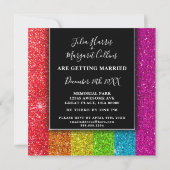 モダンな虹色のグリッターカラフルなスパークルエレガント 招待状 (裏面)