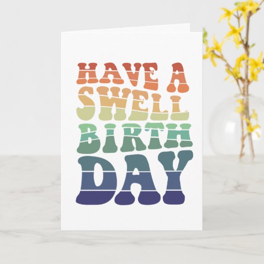 モダンな虹色の誕生日をお過ごしください カード (黄色い花)