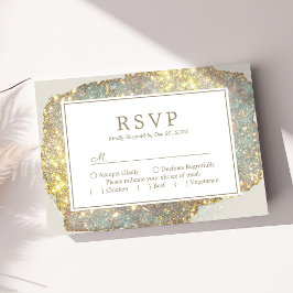 モダンな虹色ホログラフィックラメ ウェディングRSVP 出欠カード