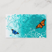 モダンな蝶および緑の花柄VOL3 名刺 (裏面)