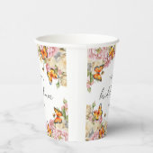 モダンな蝶とピンクの芍薬の花のウェディングシャワー 紙コップ (右)