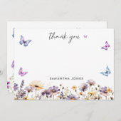 モダンな蝶のウェルカムサイン 結婚前のお祝い サンキューカード (正面/裏面)