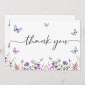 モダンな蝶のウェルカムサイン 結婚前のお祝い サンキューカード (正面/裏面)