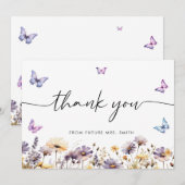 モダンな蝶のウェルカムサイン 結婚前のお祝い サンキューカード (正面/裏面)