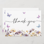 モダンな蝶のウェルカムサイン 結婚前のお祝い サンキューカード (正面/裏面)