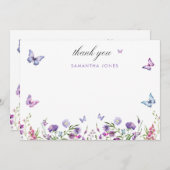 モダンな蝶のウェルカムサイン 結婚前のお祝い サンキューカード (正面/裏面)
