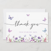 モダンな蝶のウェルカムサイン 結婚前のお祝い サンキューカード (正面)