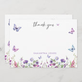 モダンな蝶のウェルカムサイン 結婚前のお祝い サンキューカード (正面/裏面)