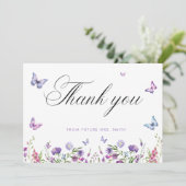 モダンな蝶のデザインのウェルカムサイン 結婚前のお祝い サンキューカード (スタンド正面)