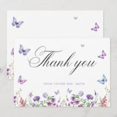 モダンな蝶のデザインのウェルカムサイン 結婚前のお祝い サンキューカード (正面/裏面)