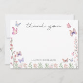 モダンな蝶のブライダルシャワー サンキューカード (正面)