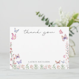 モダンな蝶のブライダルシャワー サンキューカード