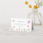 モダンな蝶のプリンセスシャワー プレイスカード (裏面)