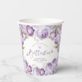 モダンな蝶の紫の花のプリンセスシャワー紙コップ 紙コップ (正面)