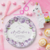 モダンな蝶の紫の花の結婚前のお茶会 ペーパープレート (パーティー)