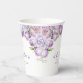 モダンな蝶の紫の花の花嫁のシャワー 紙コップ (右)