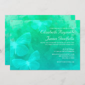 モダンな蝶結婚式招待状 招待状 (正面/裏面)