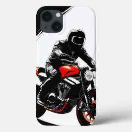 🏍️ モダンな街を疾走するバイク乗り iPhone 13ケース