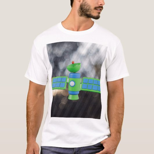 モダンな衛星イラストデザイン Tシャツ (正面)