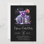 モダンな衣装とカクテル ハロウィンパーティー 招待状 (正面)