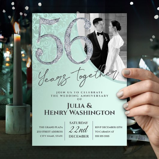 モダンな装飾の結婚56周年記念 招待状