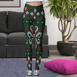 モダンな装飾の編み込みクリスマスパターンの女性へのギフト レギンス