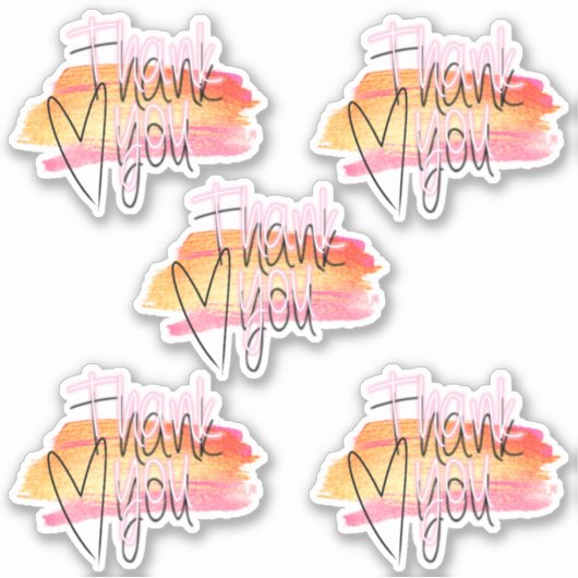 モダンな装飾スクリプトの感謝を表す4枚セット シール (正面)
