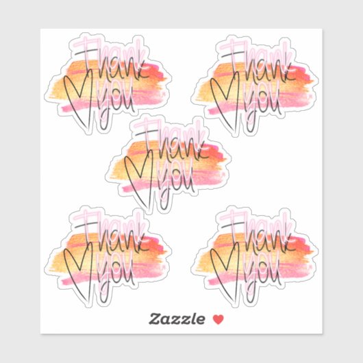 モダンな装飾的な手書きの「ありがとう」セット4 シール (シート)