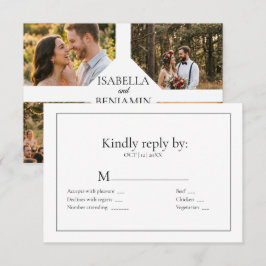 モダンな複数写真付き結婚式RSVPカード 出欠カード